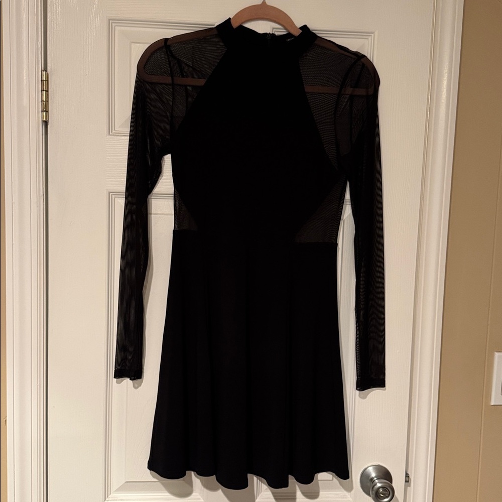 Forever 21 Black Mesh Sleeve Mini Dress